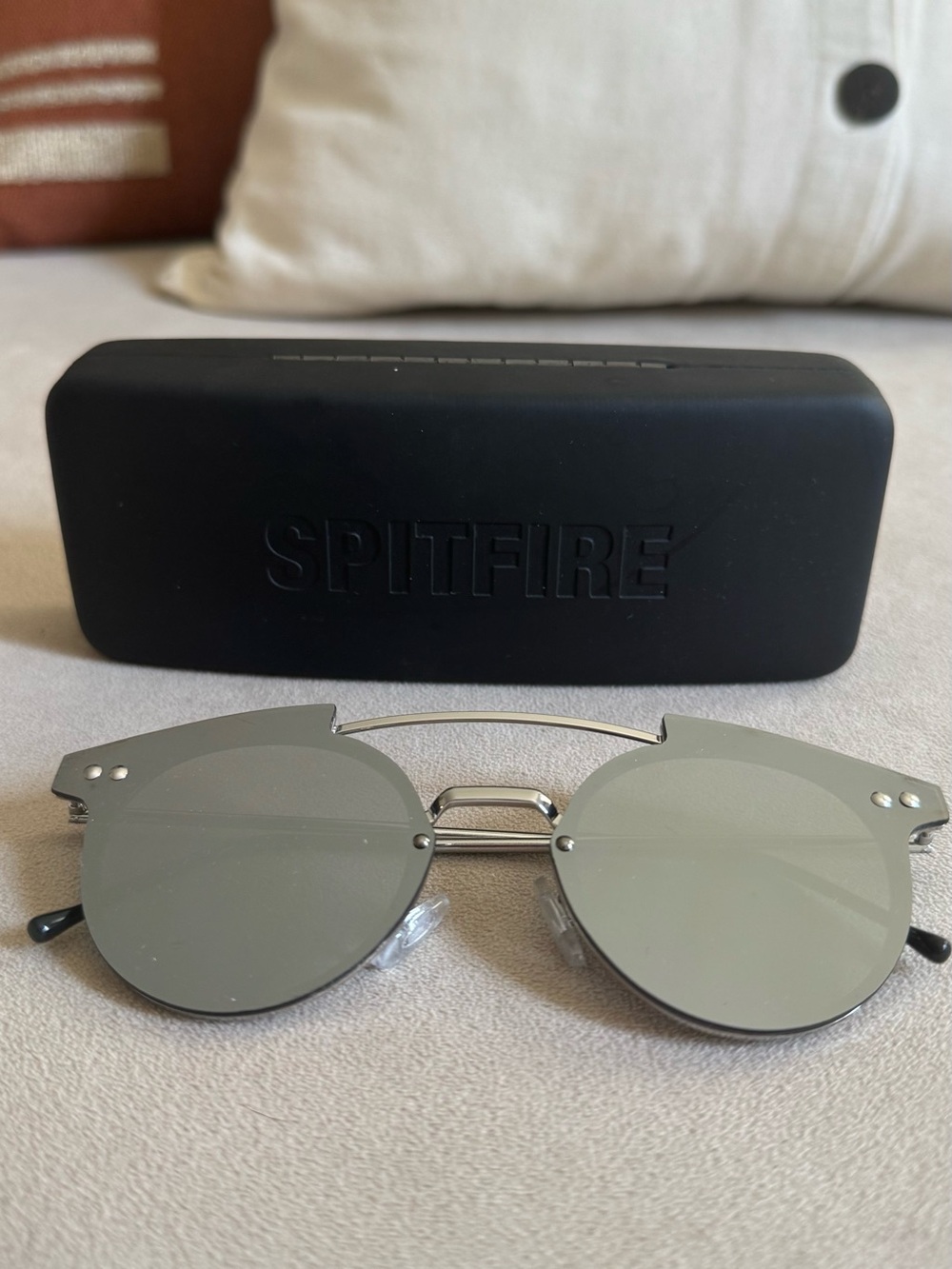 Spitfire Silver Lens Mirrored Sunglasses with Metal Double Bridge